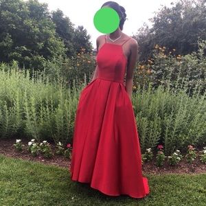 Betsy and Adams Red High Low Formal Dress